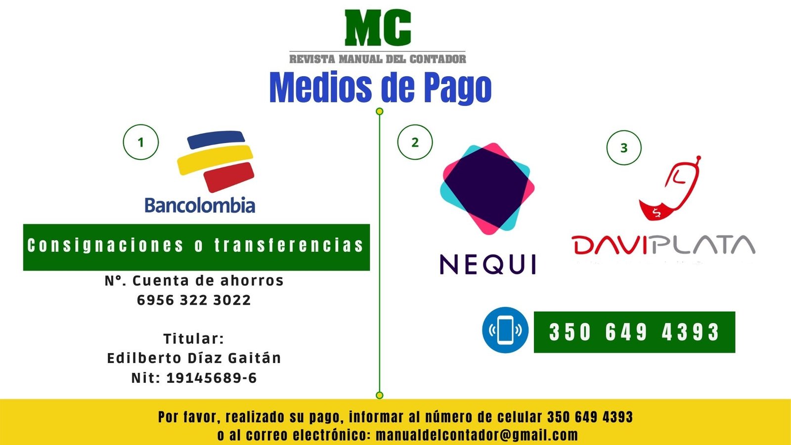 Suscripciones REVISTA MANUAL DEL CONTADOR